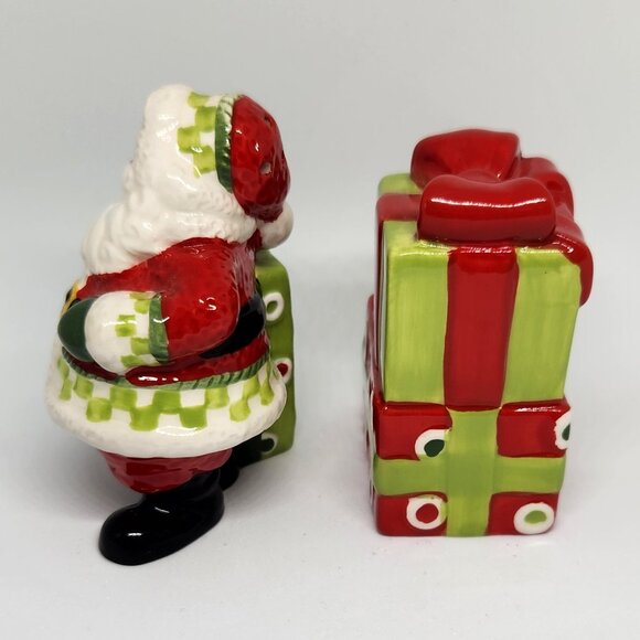 Fitz and Floyd Santa and Gift Salt and Pepper Shakers Vintage Christmas Decor - Picture 2 of 5